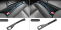 Black plastic car seat gap storage box with handle between vehicle seats