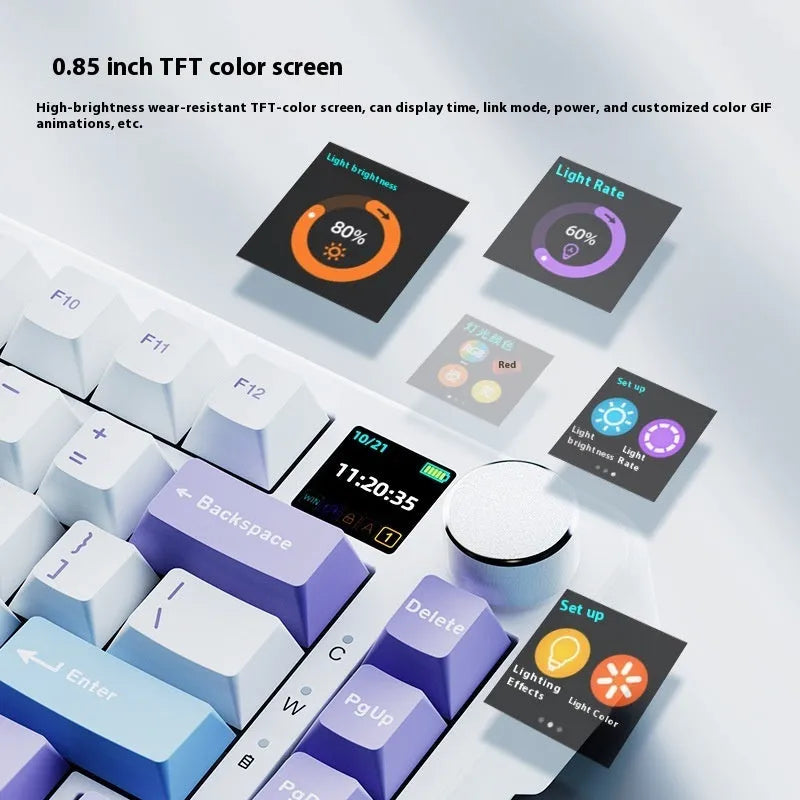 Black, grey and yellow mechanical keyboard with three wireless modes and compact 75% layout