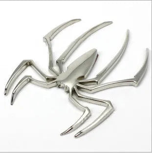 Three-dimensional zinc alloy spider bumper sticker in metallic colours