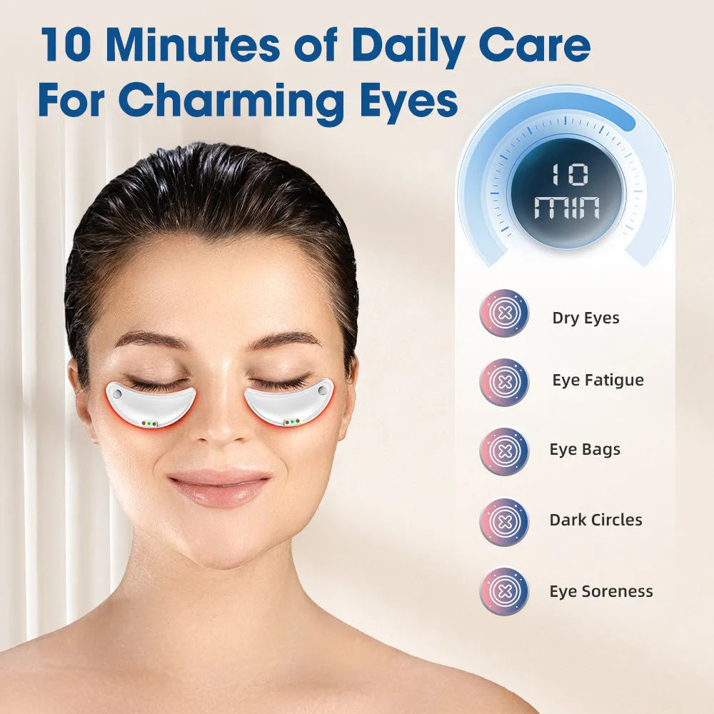 White wireless red light EMS eye and facial massage beautification device