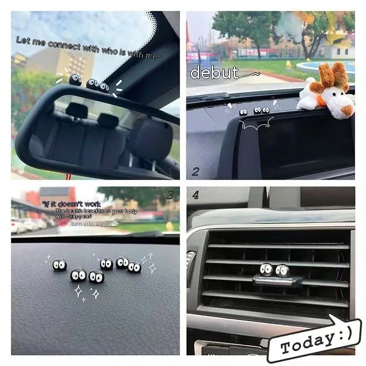 Cartoon black briquette resin car decorations with traceless mounting tape