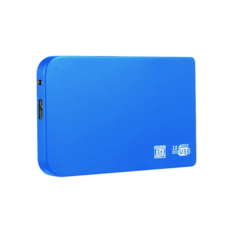 USB 3.0 solid state external hard drive with metal case in black, blue, red, and silver colour options