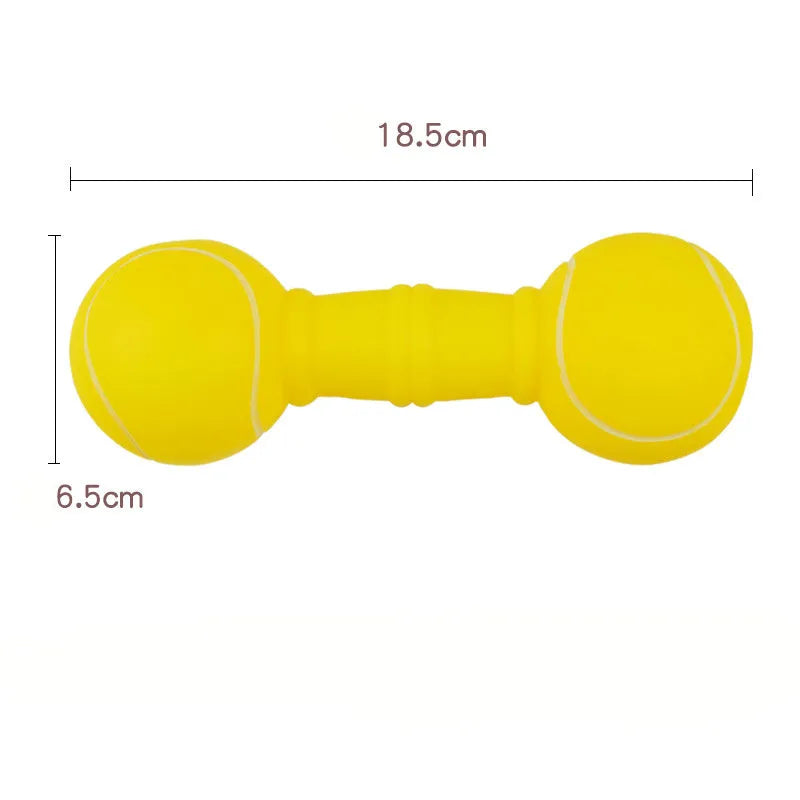 PVC football dumbbell shaped dog chew toy with squeaker in assorted colours