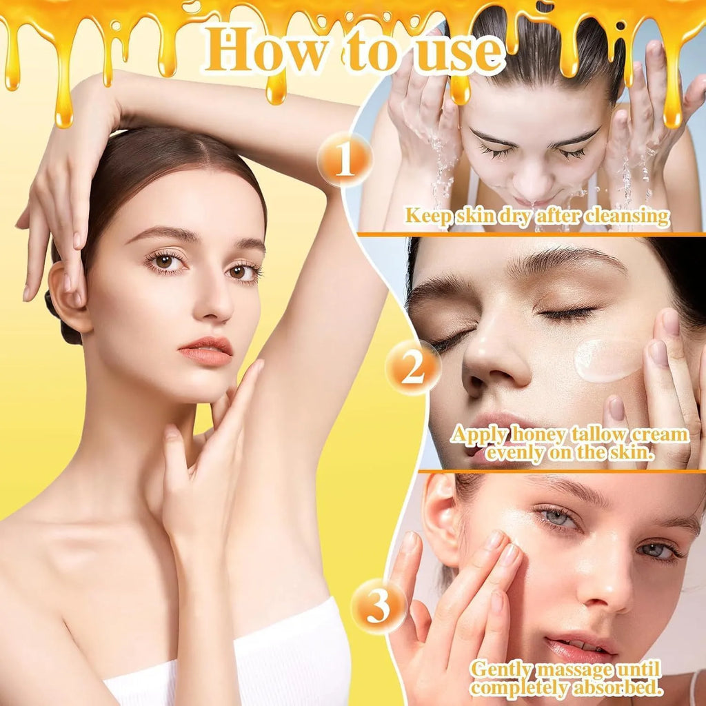 50g jar of honey tallow moisturising cream for dry and combination skin hydration