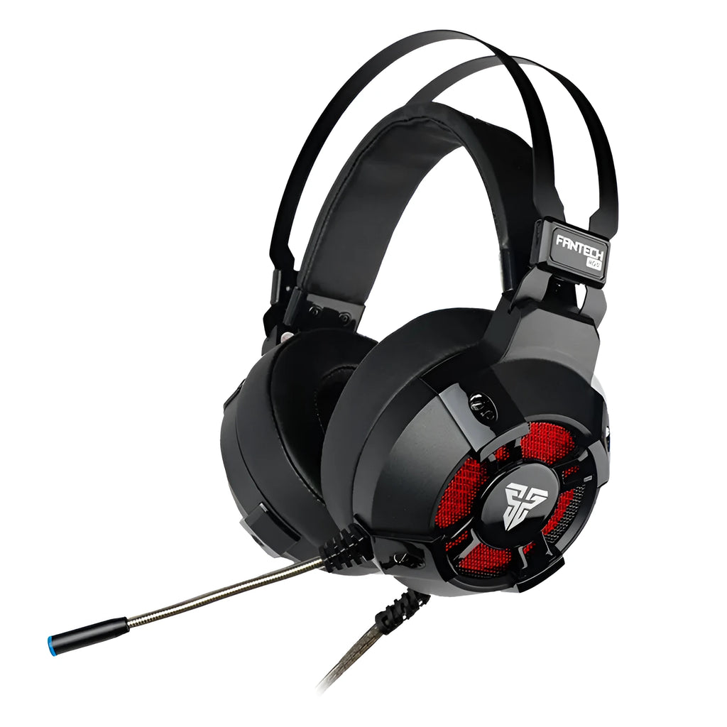 Black FANTECH HG11 USB gaming headset with RGB lights on ear cups.