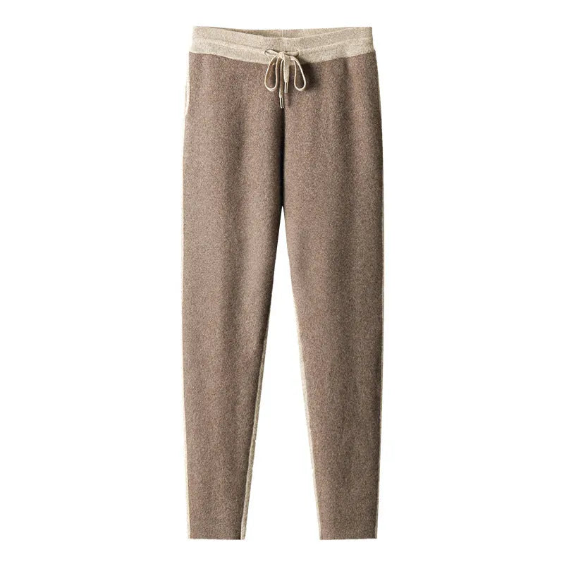 Men's cashmere wool blend sports cardigan suit with half turtleneck zipper top and matching trousers