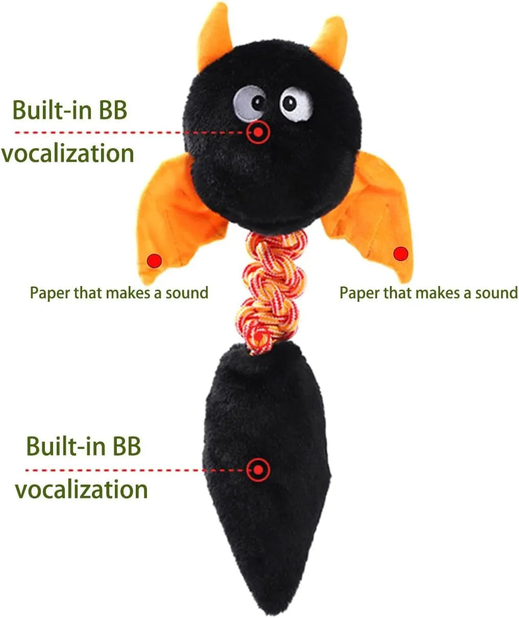 Soft rabbit fleece plush dog toy with a rope knot, shown in black, green, or red.