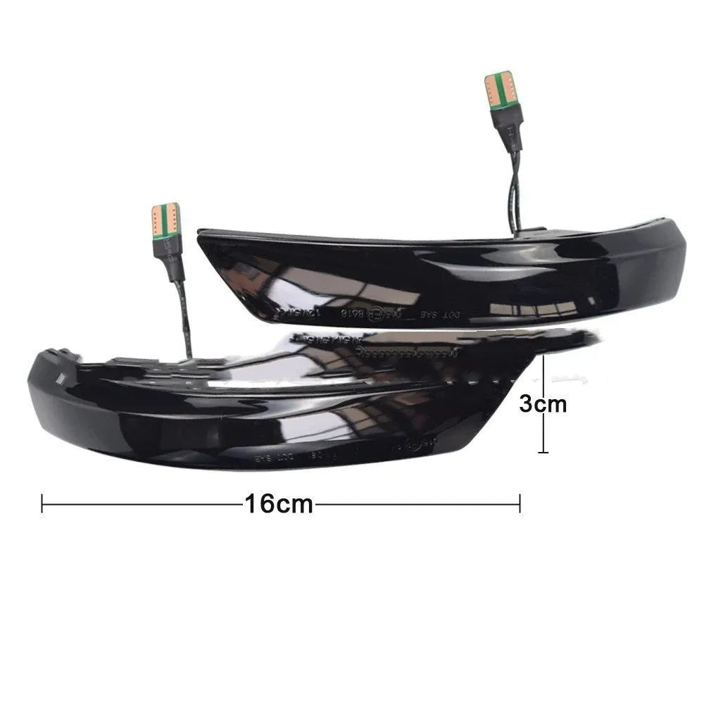 Ford Focus and Mondeo rearview mirror LED waterfall light in blue and yellow two-tone or single yellow.