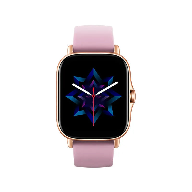 GT20 smart watch with black alloy case and silicone strap showing heart rate monitoring on screen
