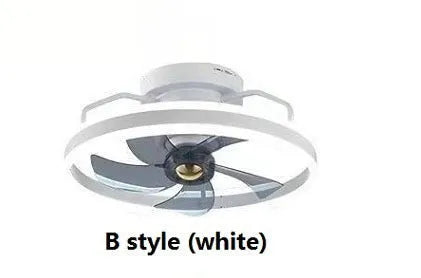 Modern simple style ceiling fan lamp with integrated light and five blades.