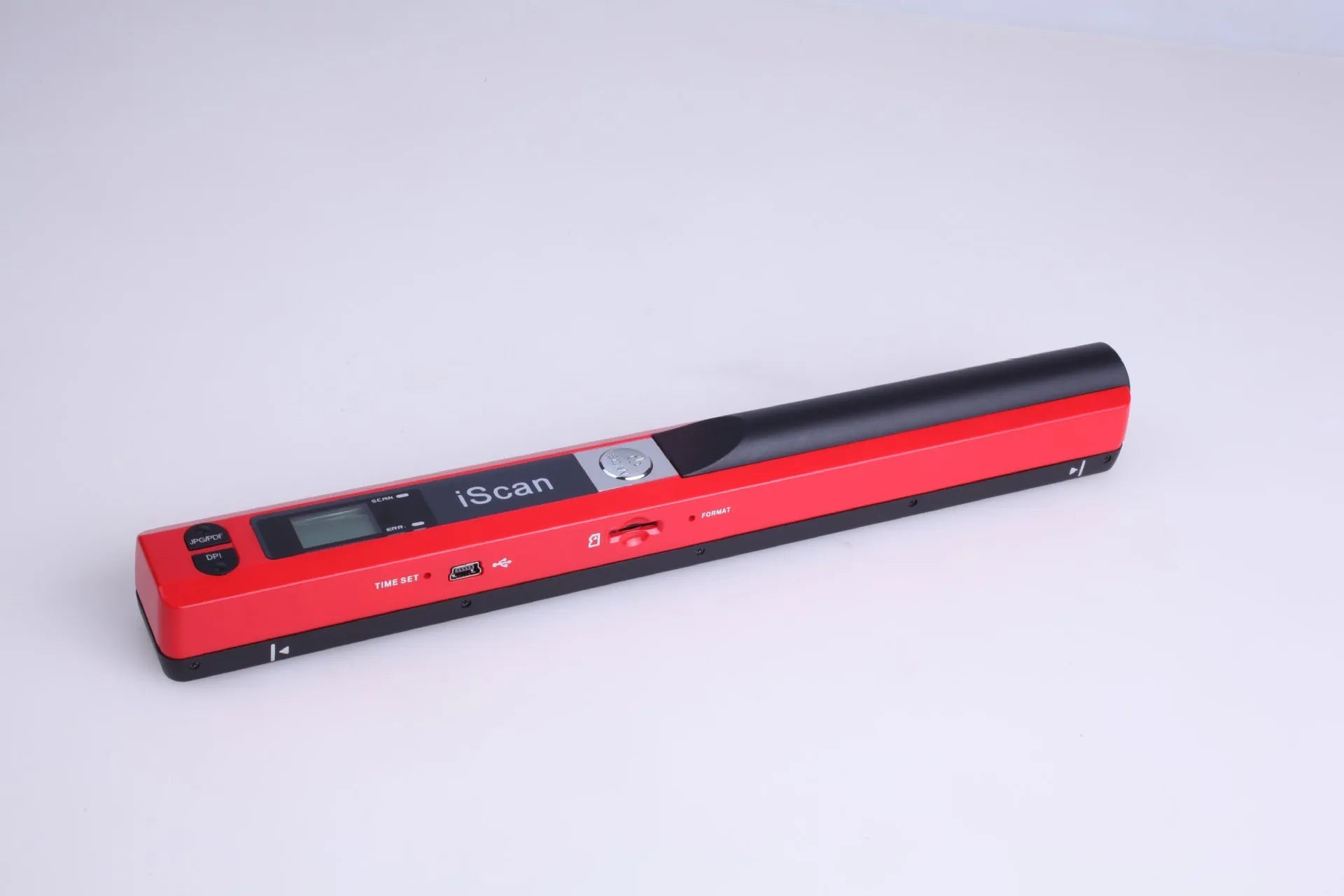 Handheld barcode scanner in choice of colours for shop stock control.