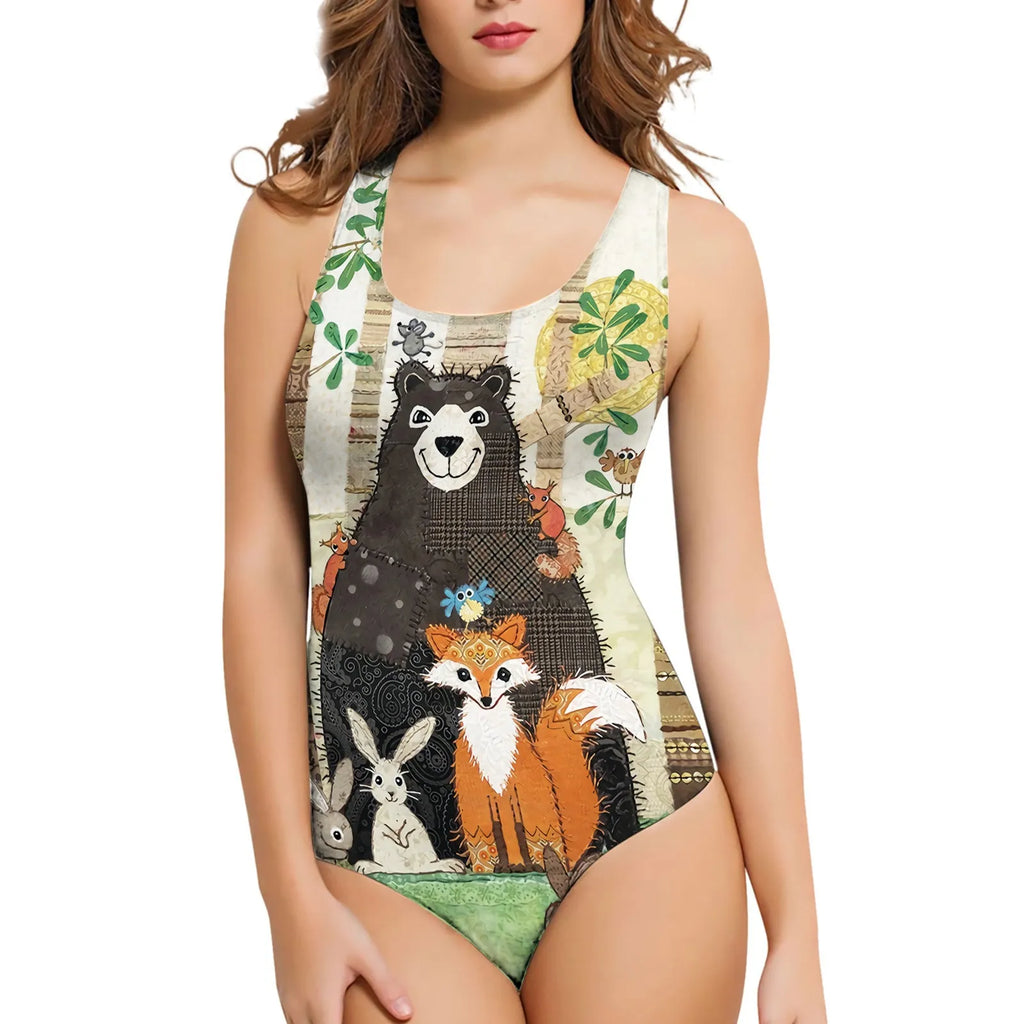 Women's 3D printed one-piece swimsuit with butterfly pattern in polyester fabric