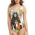 Women's 3D printed one-piece swimsuit with butterfly pattern in polyester fabric