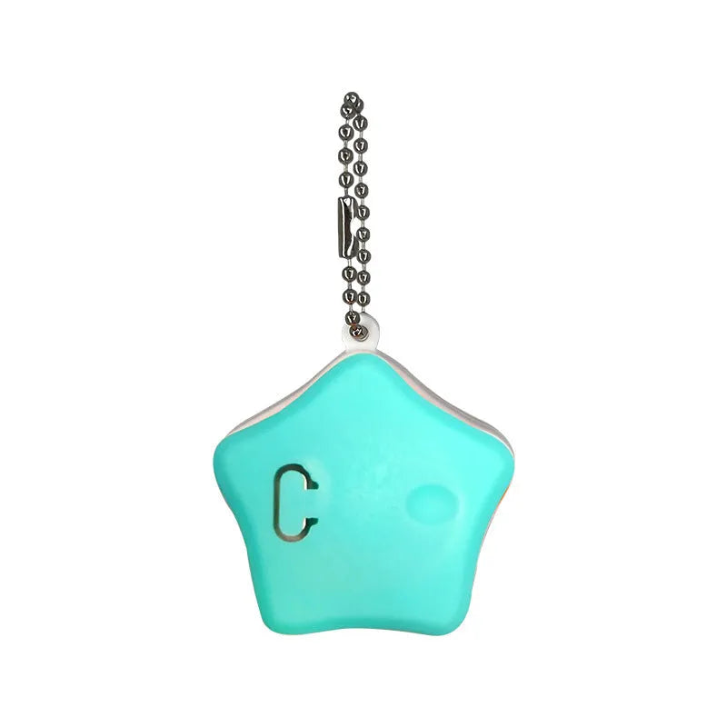 Blue rechargeable silicone pendant light for dog collar with three LED lighting modes.