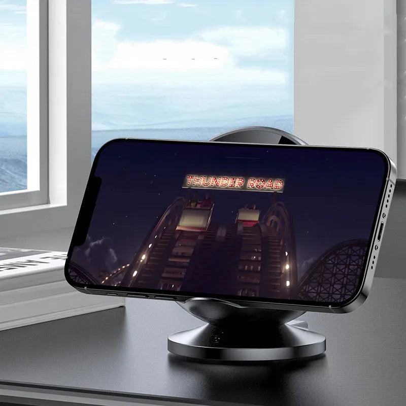 XC-11 wireless charging stand with integrated Bluetooth speaker and phone holder in black, blue, pink, or white.