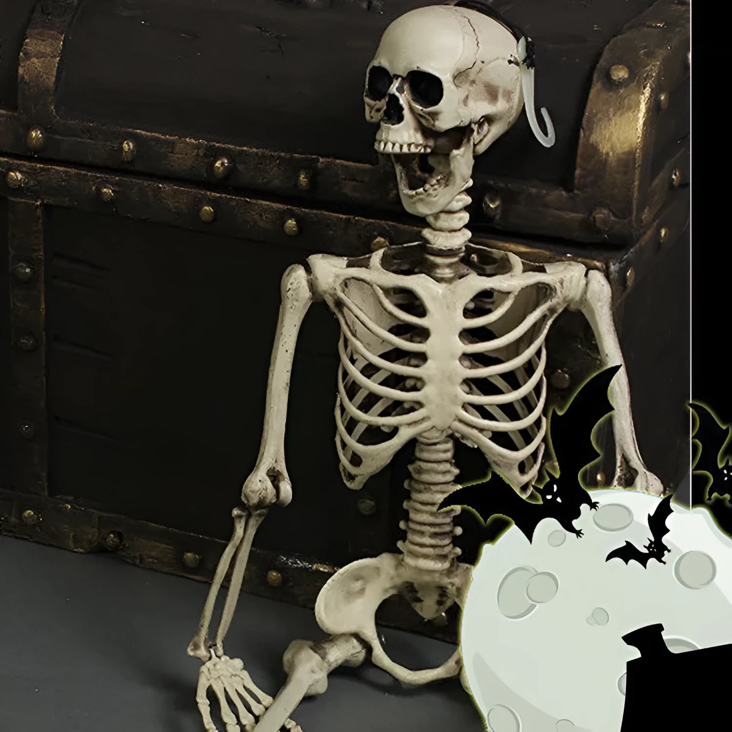 170cm tall plastic skeleton prop with detailed skull for Halloween and display use