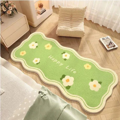 Flower shaped cashmere bedside blanket with cartoon alien design in polyester fibre