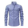 Men's non-ironing striped business casual shirt with lapel collar in multiple colour options