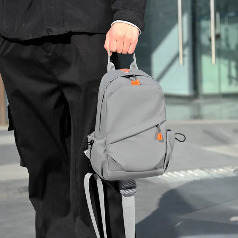 Men's black waterproof polyester crossbody bag with single shoulder strap