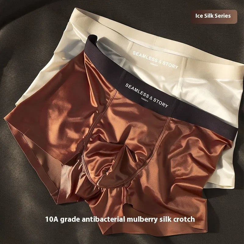 Men's Ice Silk underwear in mid waist design showing solid colour options