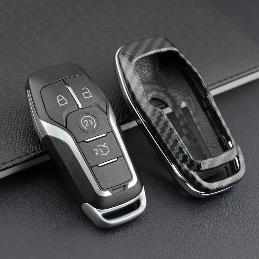 Transparent plastic protective shell for car key remote control showing key through clear material