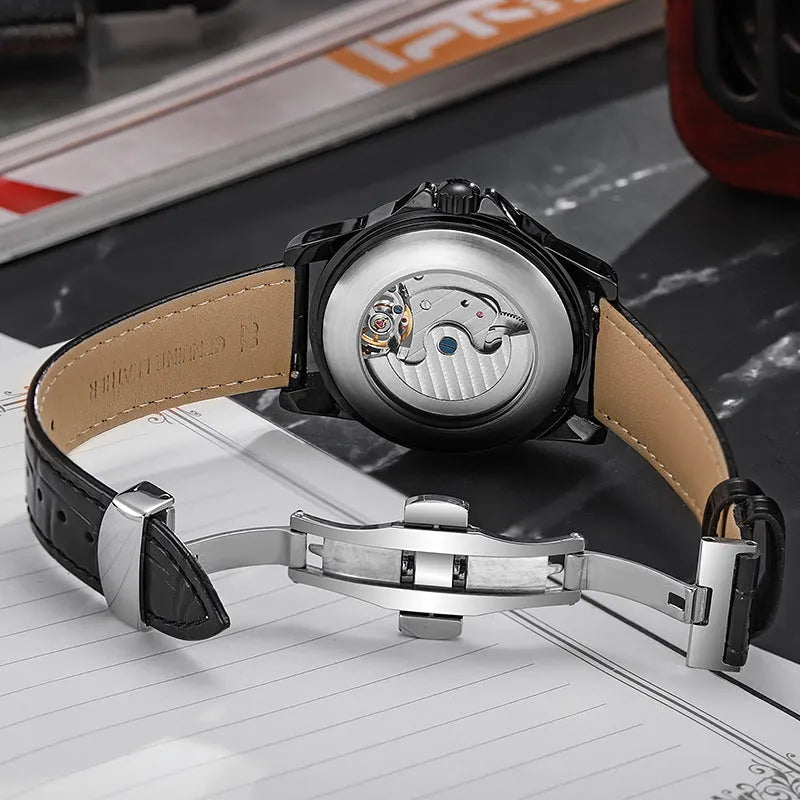 Men's automatic waterproof business watch with luminous hands in multiple colour and strap options