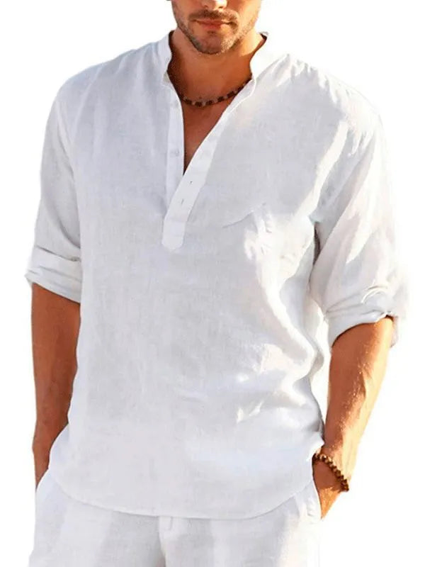 British-style bamboo hemp short sleeve shirt with 3D thermal transfer striped pattern