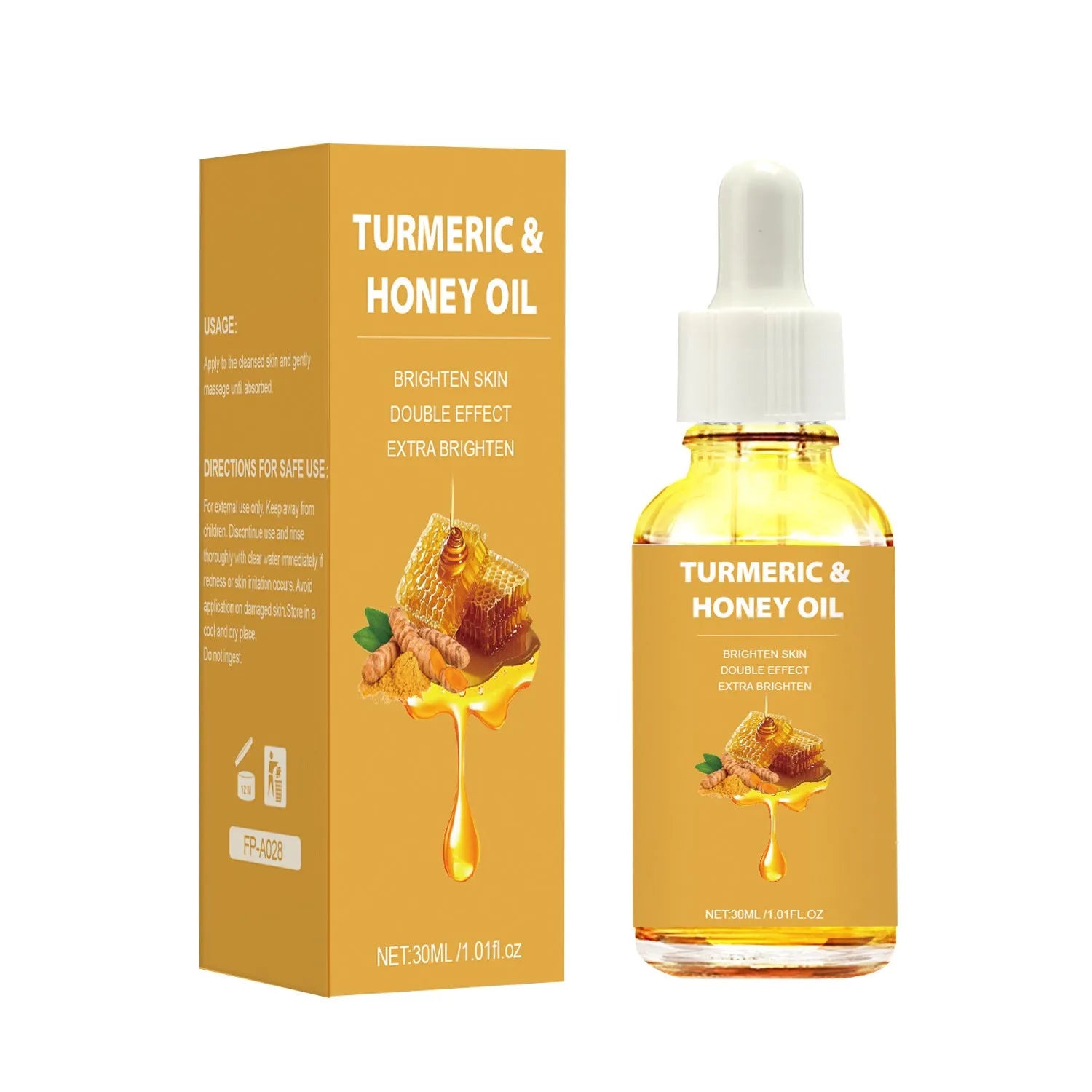 30ml Turmeric Honey Essential Oil bottle in neutral packaging for facial beauty application