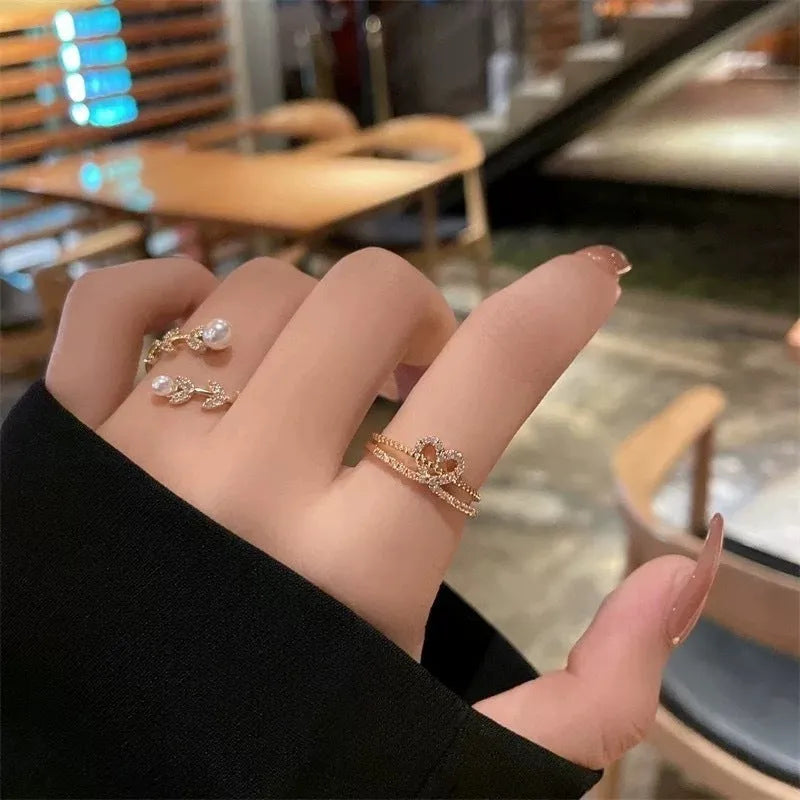 Love ring for women copper geometric electroplated gold colour Korean style light luxury jewellery