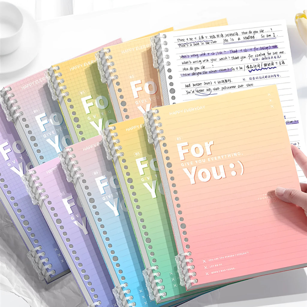 Gradient colour spiral notebook with removable coil binding in A4 and B5 sizes