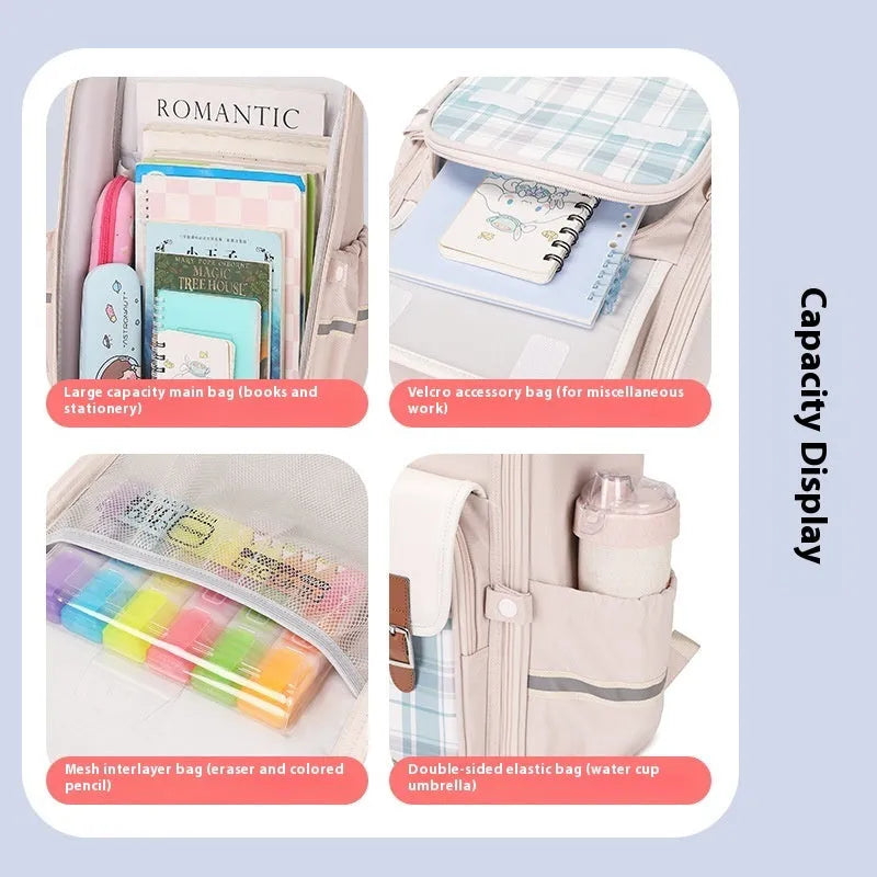 Student schoolbag in Oxford cloth with large capacity and lightweight design for grades 5-6