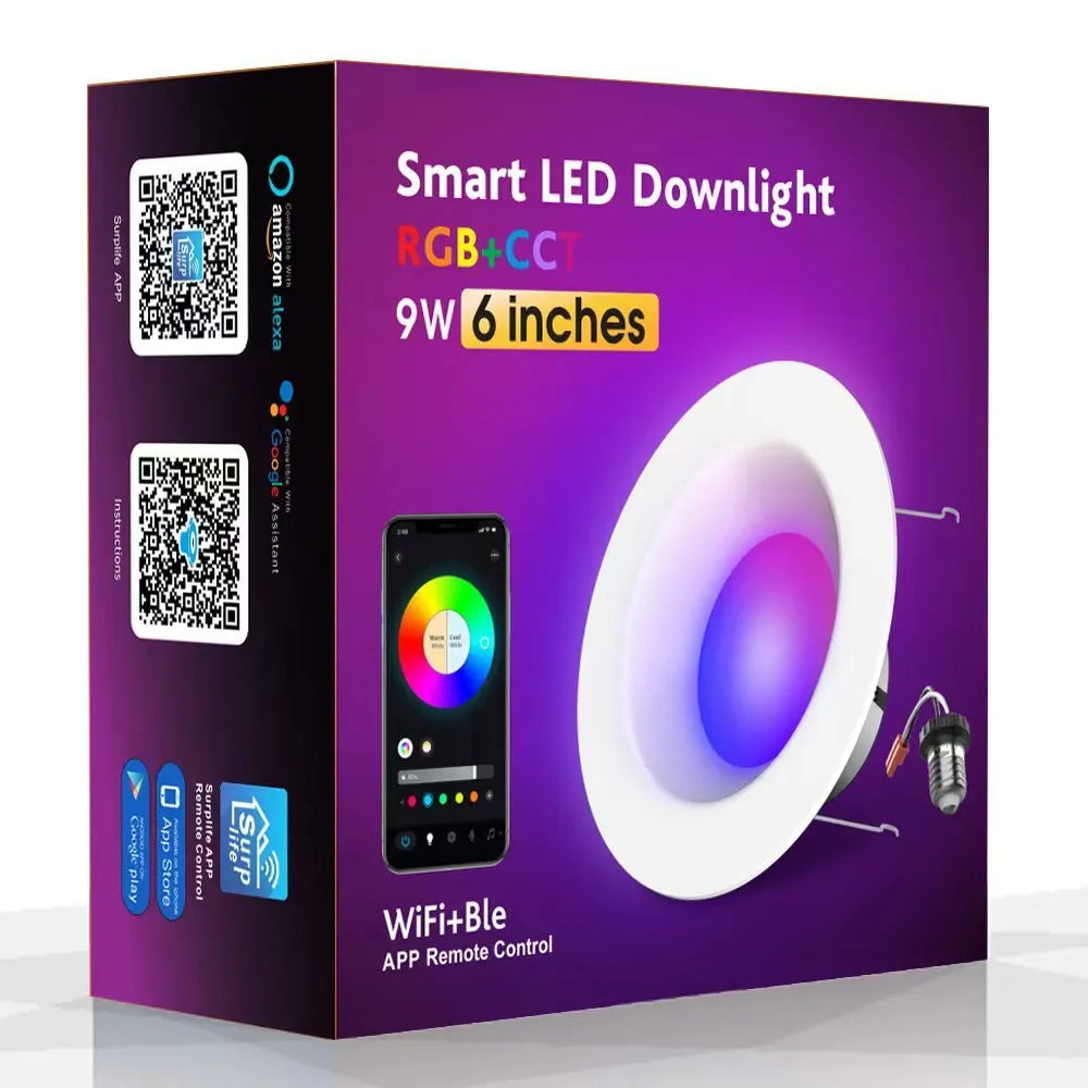 Smart RGBW colour changing ceiling lamp with American E26 base and remote control