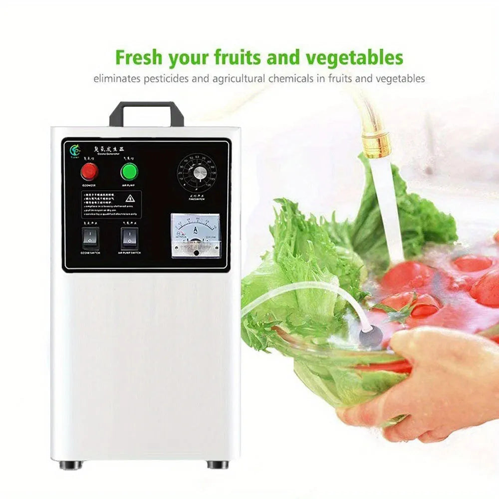 Ozone generator for fruit and vegetable treatment with 20g/h output and air-cooled design