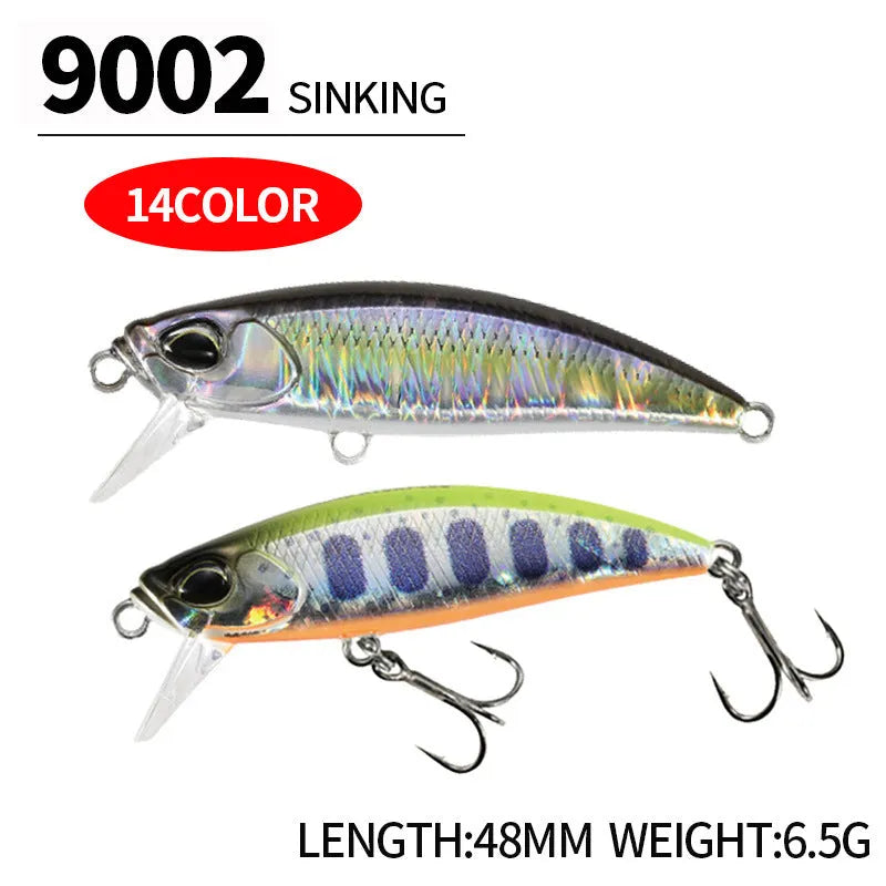 48mm mino fishing lure for snakehead and mandarin fish in various colours.
