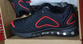 Men's black lace-up air cushion running shoes with a thick sole and round toe.
