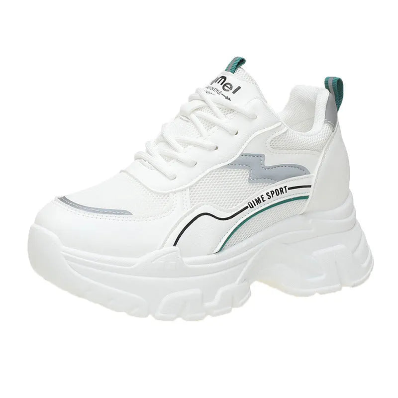 White women's low-top dad shoes with cross shoulder straps and a front lace-up closure.