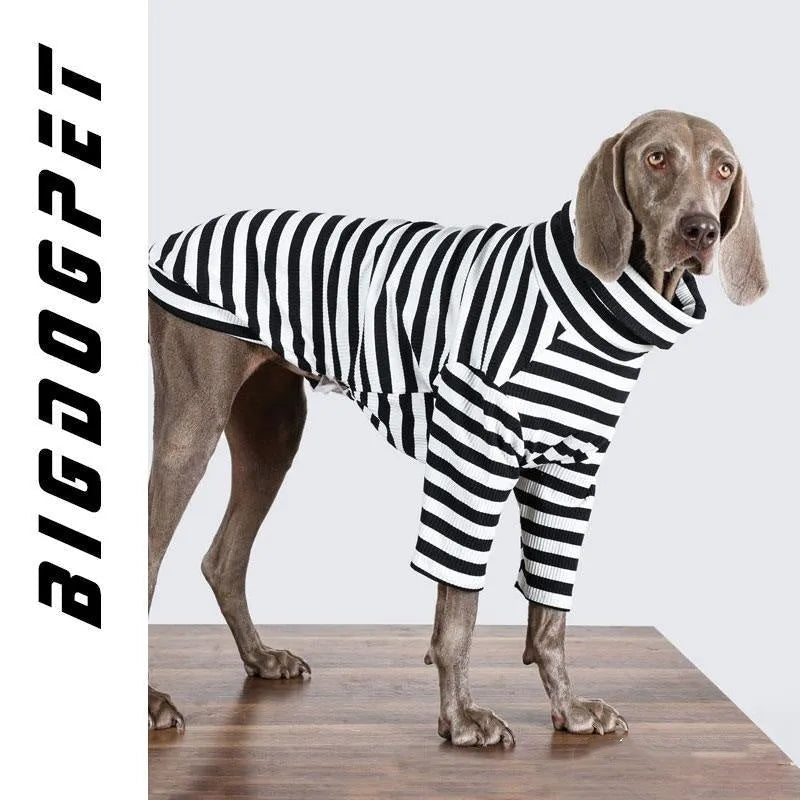 Black and white polyester clothing for a large dog, showing a thin inner layer design.
