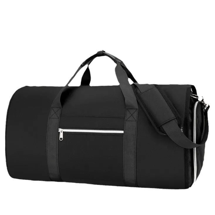 An Oxford cloth expandable sports storage bag in grey, showing compartments for dry wet separation.