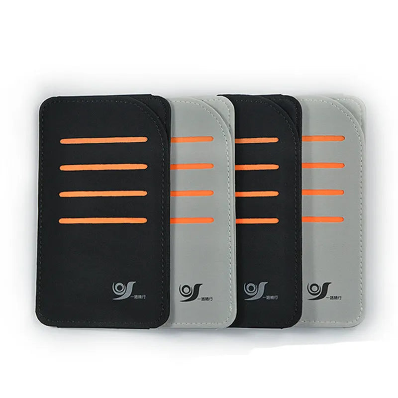 Car sun visor set with four shading tablets stored in a grey vehicle-mounted bag.