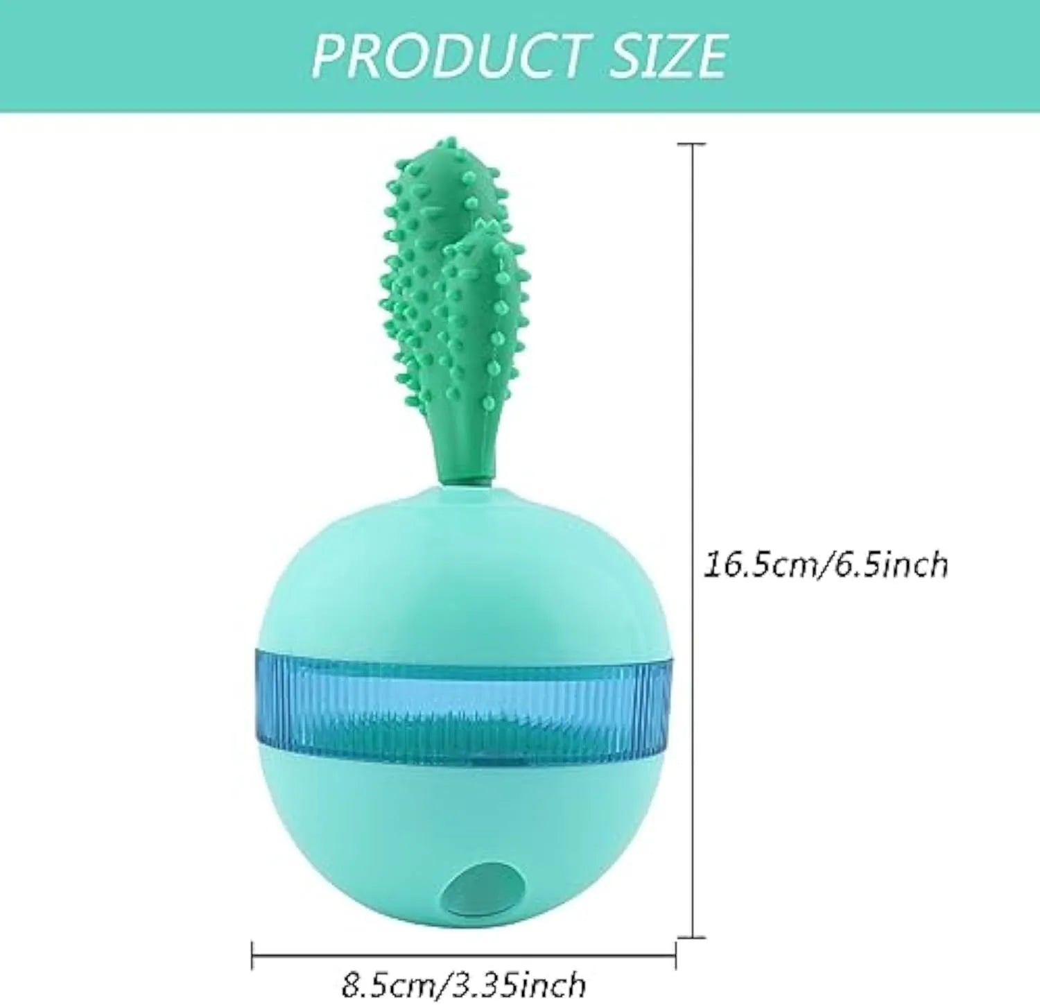 Blue durable rubber dog treat dispensing ball toy with small holes for medium large dogs