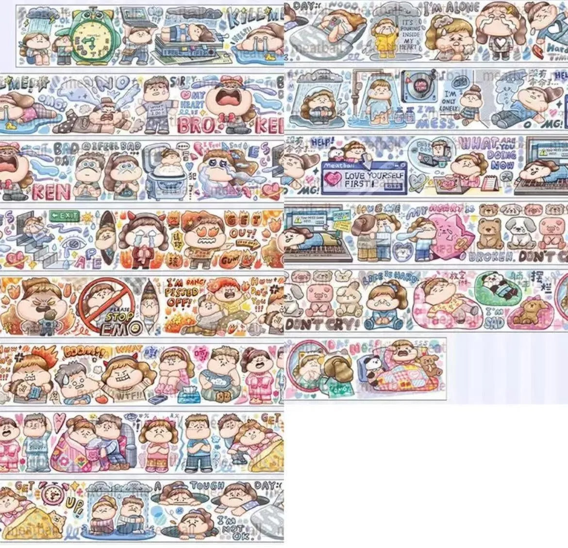 Cute cartoon character stickers for haemorrhoid tape packaging decoration on Japanese paper