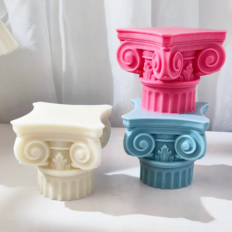 Roman pillar silicone mold for candle making and decorative crafts
