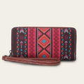Striped canvas RFID wallet with bohemian pattern showing interior card slots