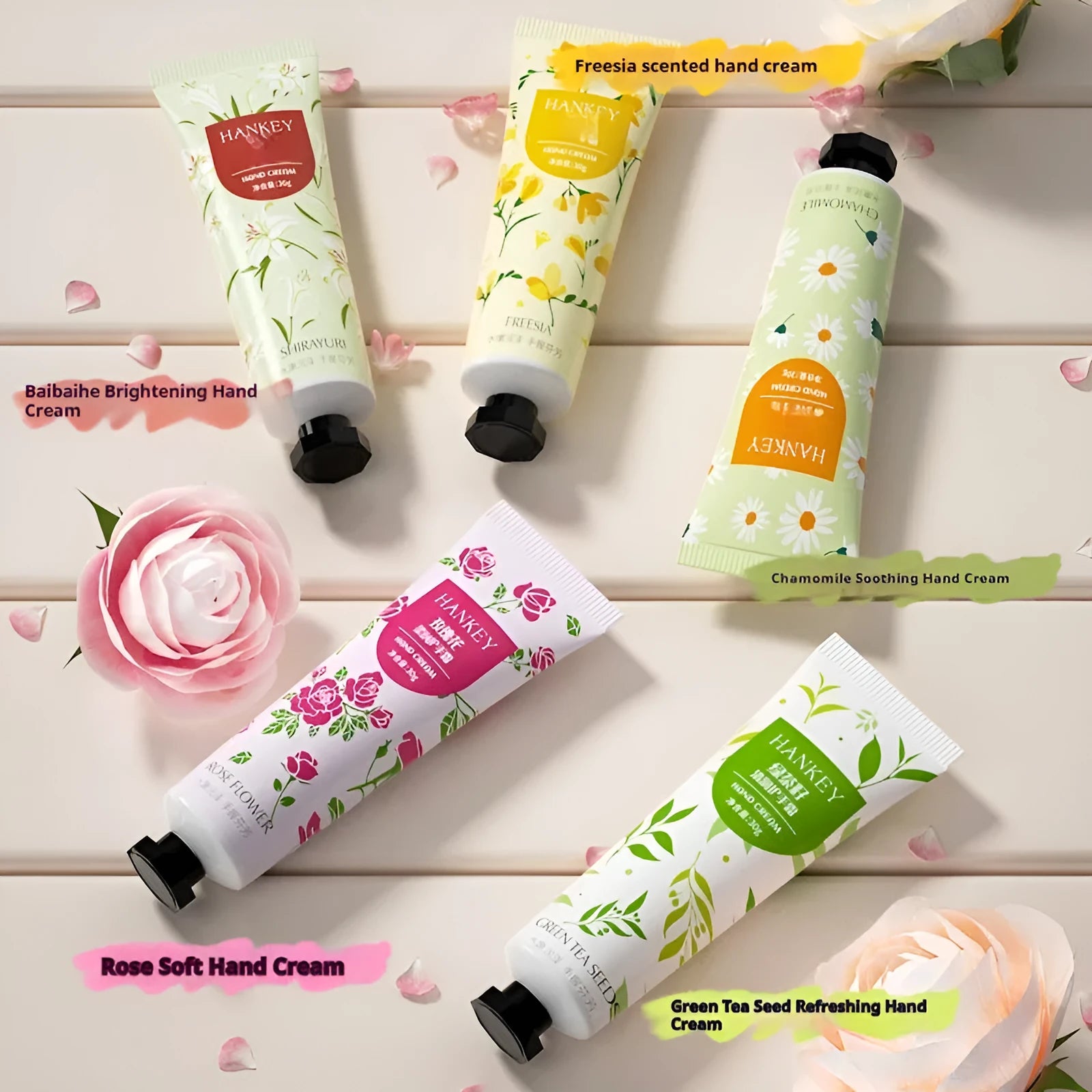 30g tube of fruit-scented hand cream for dry hands with multiple scent options