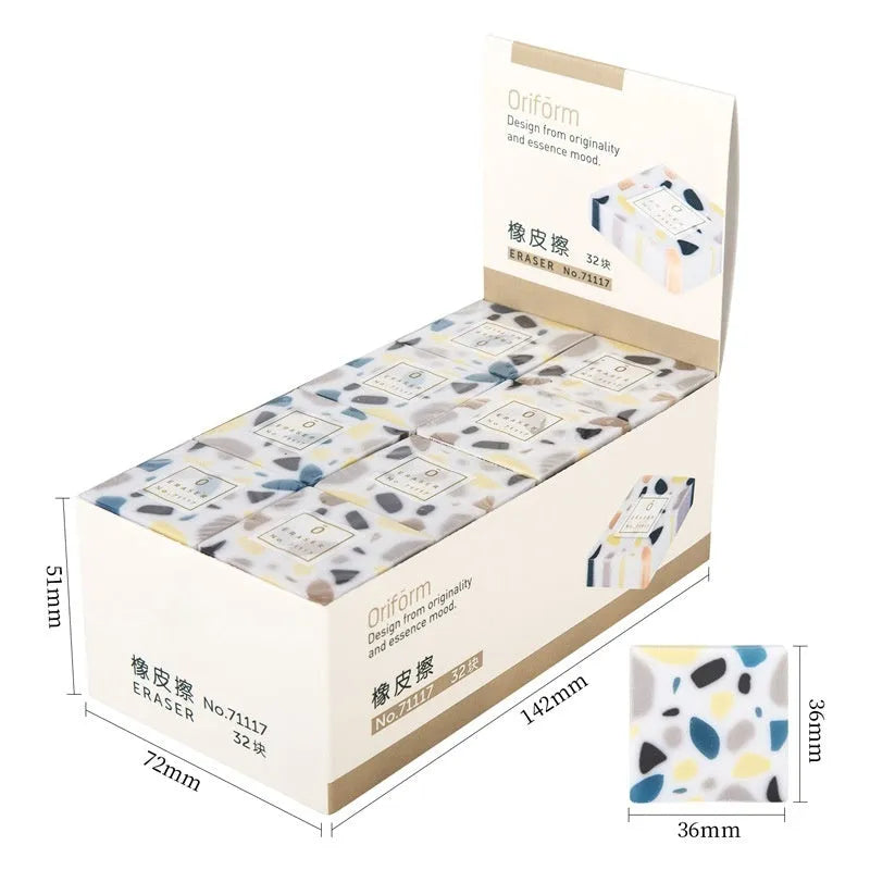 Brick-shaped white rubber eraser for student pencil correction and school supplies