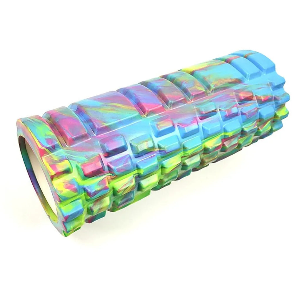 33cm long camouflage patterned EVA foam roller for fitness and massage.