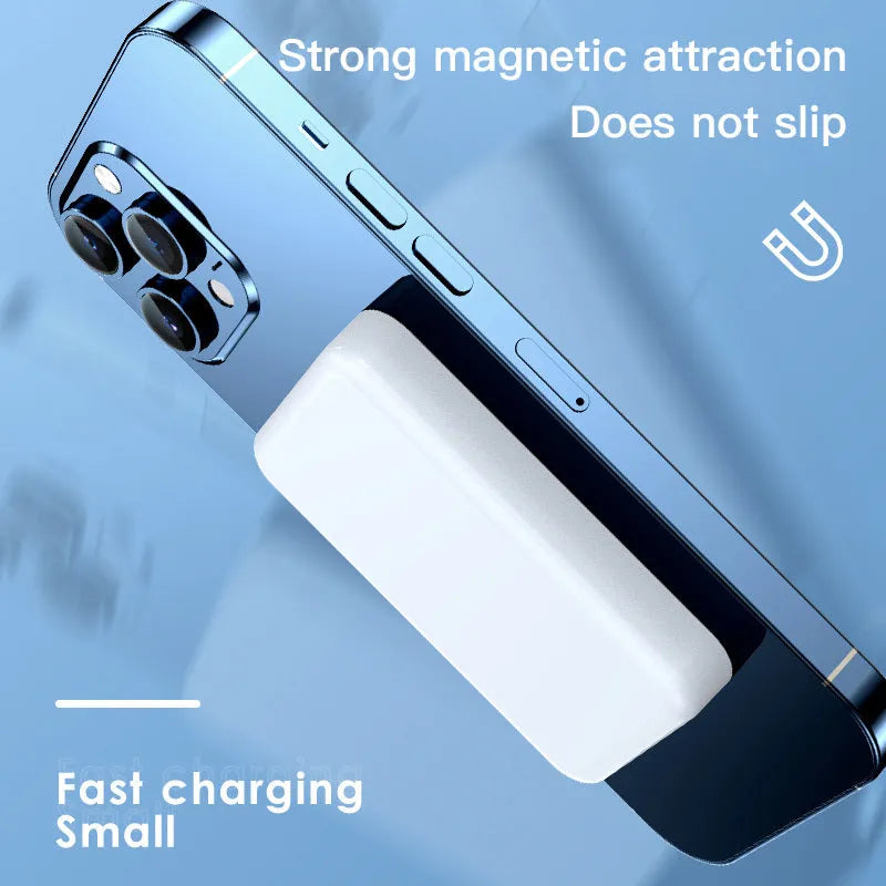 Magnetic wireless power bank in pink, purple or white with 20000mAh capacity and 20W output