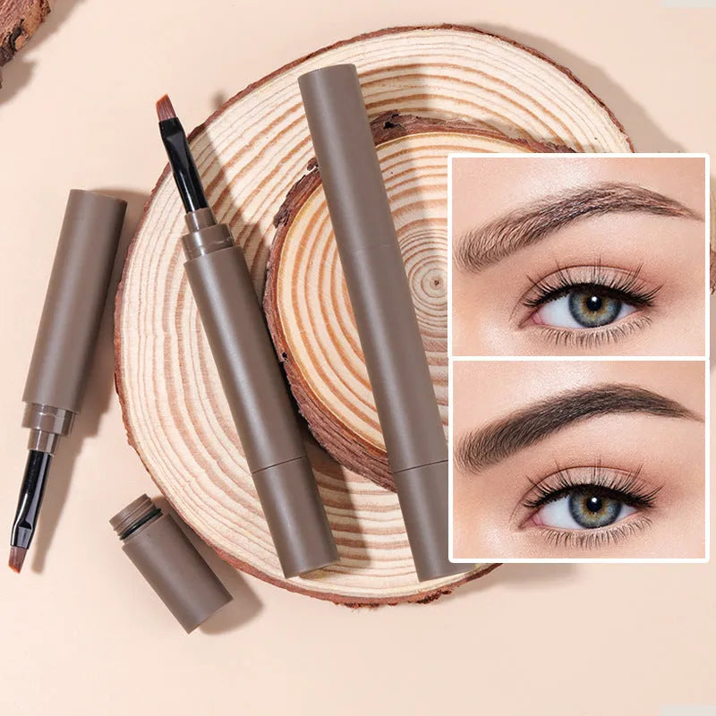 Double-headed eyebrow cream with pencil and powder ends in a choice of five natural colours.