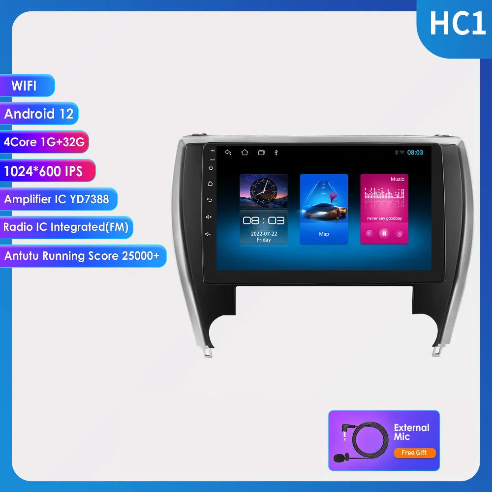 10-inch touchscreen car navigation head unit for 2015 Toyota Camry dashboard.