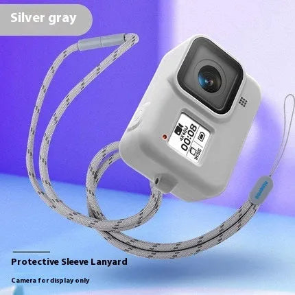 GoPro Hero8 Black silicone protective sleeve with anti-lost wrist strap in blue colour
